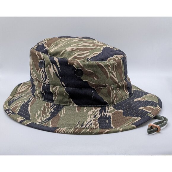 VTG 80s Tiger Stripe Tropical Jungle Combat Boonie Hat Size 7 Military Army Camo - Picture 1 of 6